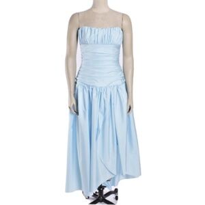 Vintage 90s Taffeta Light Blue Strapless Dress